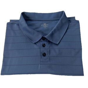 Docker Golf Men's Polo Shirt Short Sleeved Dark Blue Narrow Black Stripe XXL